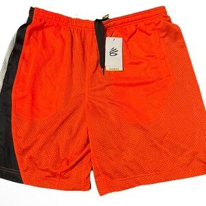 Men’s Orange Athletic Mesh Shorts
